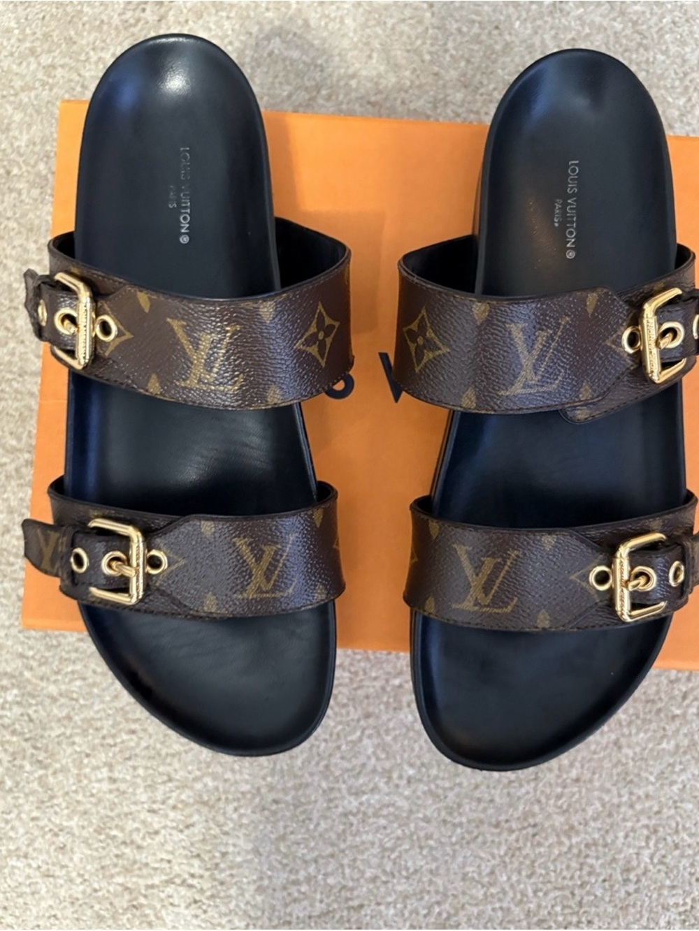 Louis Vuitton Monogram Double-Buckle Sandals